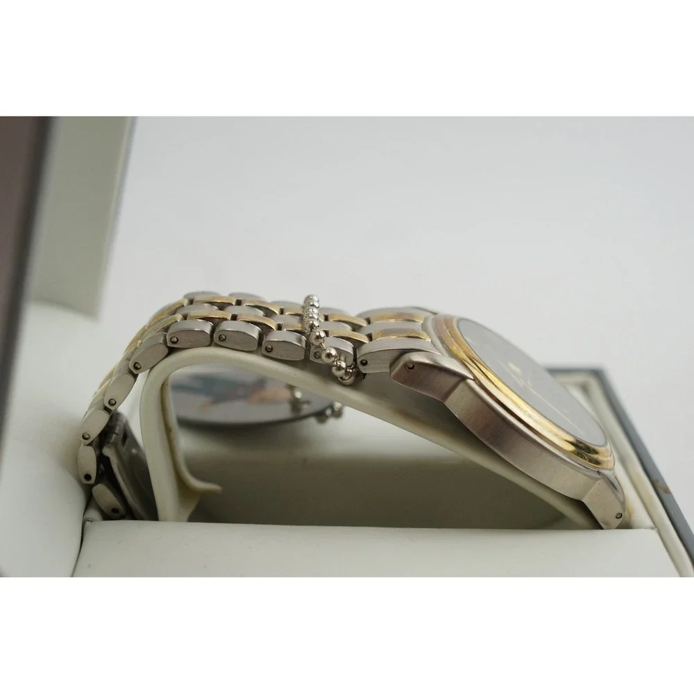 Lee Wrist Watch Mens Two Tone Silver Gold Brown Dial Date Water Resistant NIB‎